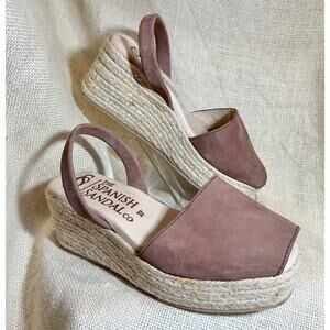 THE SPANISH SANDAL CO. sz 37 7 cocoa brown sling back espadrille wedge sandals